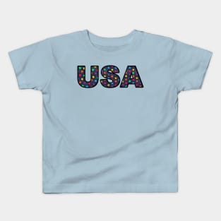 USA colorful stars patriotic fourth of July artwork Kids T-Shirt